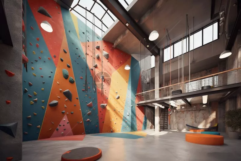 Gym sreap a-staigh le structar stàilinn